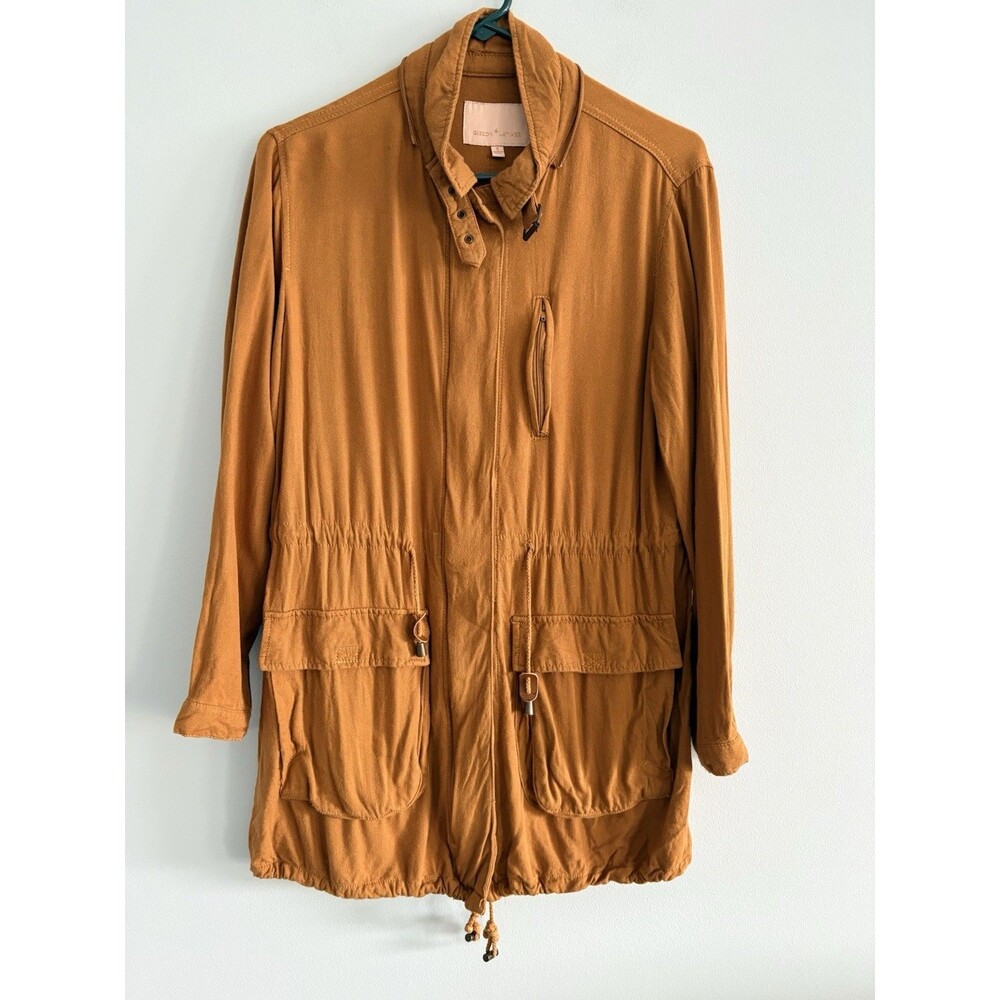 Gibson Latimer Jacket Women Small Brown Utility Military Style Drawstring Waist